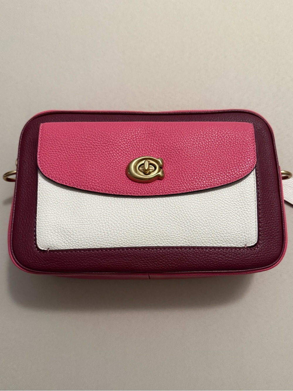 Coach Cassie Colorblock Camera Crossbody Bag in Pink, Cream & Burgundy - Picture 2 of 16
